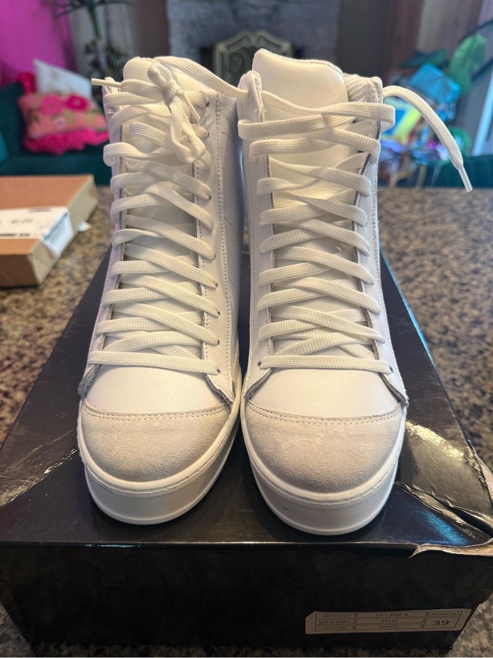 Women's White High-Top Lace-Up Sneakers
